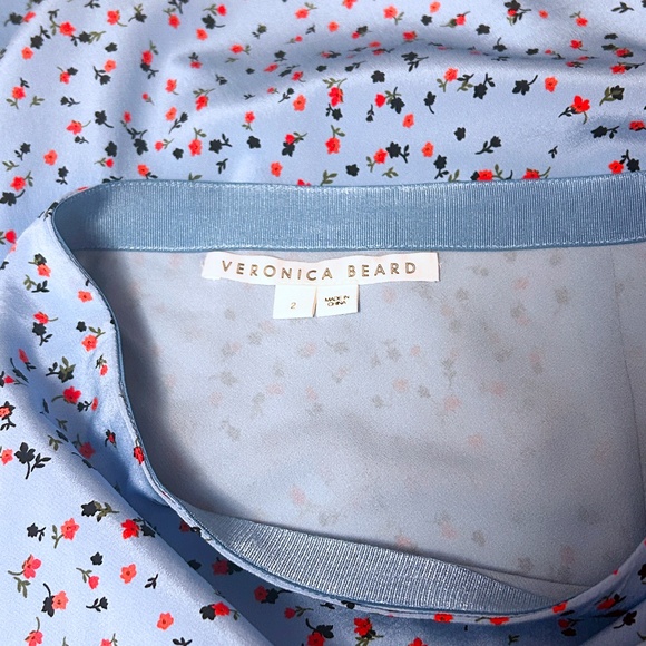 Veronica Beard Spencer Ruffled Skirt Floral Print Sky Blue Multi Mini Length - Picture 12 of 15